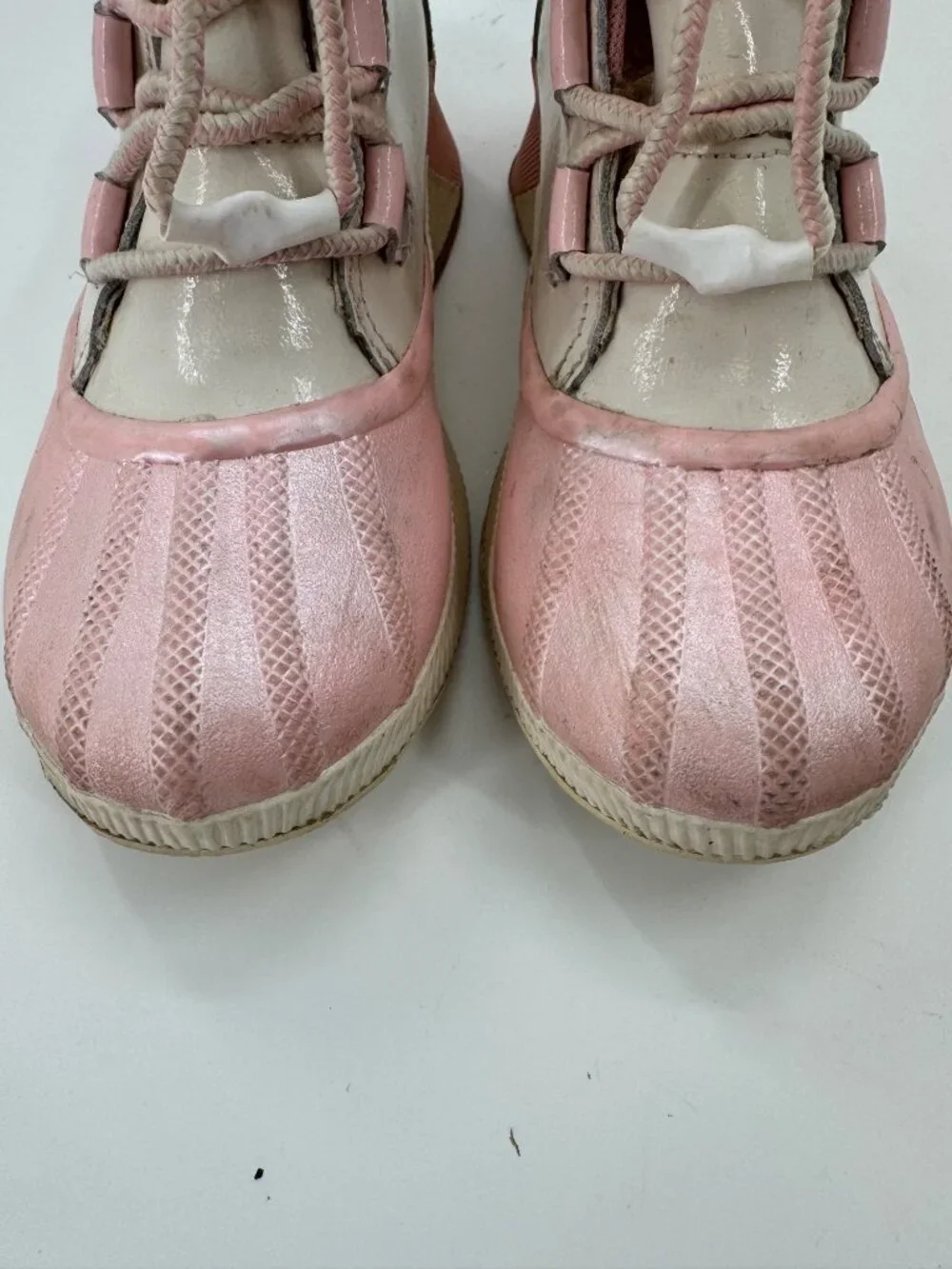 Sorel Youth Out N About Waterproof Duck Boots Size 4 Chalk/ Pink